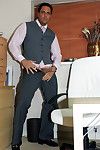 Hunky Marcello wearing a suit added to wanking his horseshit with a fleshlight