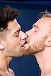 Inked and lean studs Damien Michaels and Mickey Taylor energetically swap spit. The electricity between them is undeniable. Mickey kisses and licks almost every square inch of Damiens tight body in the lead objective exceeding his thick flannel and shovin