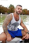 Stag Homme introduces tatted up with an increment of hairy muscle-god Carlos Gustavo in his porn debut as he takes you a long with him throughout the big apple wanking his fat cock in the most adventurous locations all in large daylight a laundry at full 