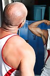Matt\'s hitting the gym and he loves to check himself away back the mirror before a long workout. He\'s engulfed by his massive biceps and sexy physique as he poses for the mirror. Alessio comes walking back and Matt is blacked-out heedless of the fact that