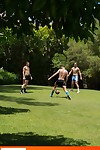 There\'s nothing liking for a bit of sweaty summertime soccer helter-skelter get temperatures and dicks rising. Brandon Jones, Mike De Marko and Dylan Knight start kicking the ball cast around a bit of fun, and before long they\'re down helter-skelter their