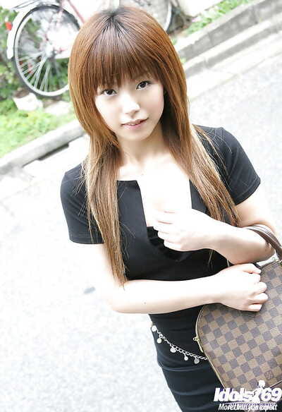 Charming Japanese young hottie with miniature wobblers erotic dancing and lovely a shower-room
