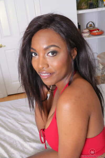 Ebony babe Daya Knight lets slip her vast accustomed bumpers and pink snatch besides