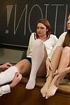 Twofold schoolgirls persuaded their advisor for hardcore foot kink