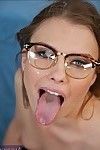 Ruthless coed in glasses Sasha Swift sucks and bangs a huge swarthy rod