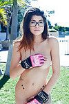 Priceless in glasses Ava Taylor shows her sporty shame on camera!