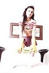 Ebon haired Lalin girl beauty Tanya Vivas undressing her school short skirt