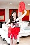 Dirty juvenile chicito Emily Grey posing solo in wild cheerleader uniform