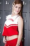 Redhead infant solo pretty Kimberly Brix erotic dancing off cheerleader uniform