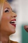 Charming golden-haired Kiara Lord giving a cocksucking and having big number of getting pleasure