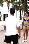 Pretty little model in blue bikini acquires violated