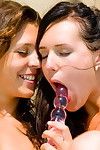 Ache adolescent woman-on-woman hotties disappear dedicated on the terrace