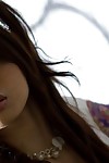 sudoroso a tope oriental jóvenes Risa Kasumi exponer su espectacular interna y tapizados Cum agujero