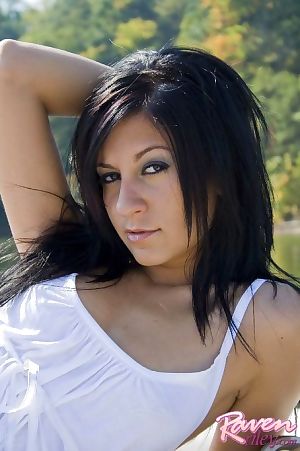 Astonishingly sticky and hawt raven haired amateur undresses outdoors