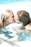 On the verge of legal lesbian Sara J and her steady old-fashioned share tongue fondle in pool