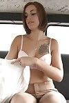 Cute Latina teen babe Silvana Violet gets nude in influence a rear passenger car