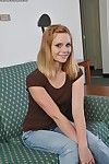 Gorgeous teen beauty Brittny is showing her tight-fisted pussy on a couch