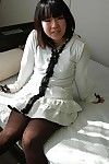 Asian teen Chihiro Tanabe undressing and spreading her pussy lips round close up