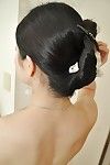 Asian teenage cutie with hairy thin Mana Kikuchi taking shower