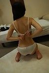asian babe Shimomura Haruka undressing and showcasing her cut down on in close up