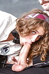 Young schoolgirl Rebel Lynn deepthroating daddy weenie although giving cocksucking
