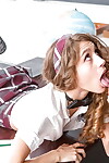 Young schoolgirl Rebel Lynn deepthroating daddy weenie although giving cocksucking