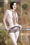 Willowy fascinating Stoya is posing covered and undressing fascinating moist