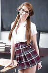 Glasses clothes solo beauty Joseline Kelly showing off kewl youthful schoolgirl butt