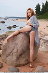 Euro pretty Michelle H showing off nifty young apple bottoms on beach for glamour pictures