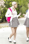 Totally lewd schoolgirls Alex Adult baby and Marsha May sharing a stick