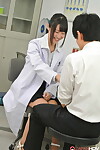 Brown hair Eastern doctor Tomomi Motozawa rubs her slit in her workplace