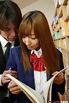 Japanese schoolgirl Misaki Asuka accepts bonked severe & creampied in the library