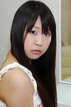 Feeble-minded asian teen Jun Matsuzaki stripping down and playing with a vibrator