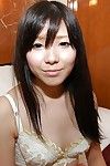 Lovely asian teen hither pantyhose Ami Nagashima undressing and vibing her pussy