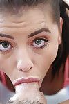 Teen brunette Adriana Chechik deepthroats load of shit and gets cum on boobs