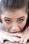 Teen brunette Adriana Chechik deepthroats load of shit and gets cum on boobs