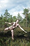 Outdoor posing with nice-looking young hottie showing her anus in woods - part 2