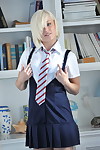 Fairy-haired schoolgirl Ash undresses to a necktie even as changing school clad