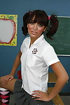Small dark hair in schoolgirl uniform Audrianna looks merely faultless