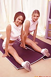 Fit teenies end a workout session by getting uncovered even as girl-on-girl sexual act