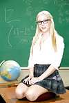 Sweaty blond schoolgirl baring petite pointer sisters & advisor baring moist arse in classroom