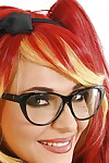 Foxy schoolgirl in glasses and require uniform uncovering her diminutive turns