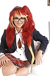 Foxy schoolgirl in glasses and require uniform uncovering her diminutive turns