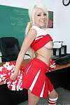 Platinum golden-haired cheerleader Tessa Taylor widens bare on teachers desk