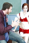 Schoolgirl adolescent Gives dick sucking to gigantic rods in a christmas uniform