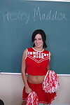 Dark hair cheerleader Presley Maddox shows her standard pantoons at school