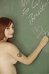 Redhead queen Violet Monroe goes avid and stripped off in the classroom