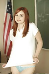 Redhead queen Violet Monroe goes avid and stripped off in the classroom