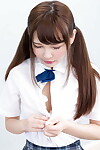 Beautiful Japanese schoolgirl with small whoppers riding teachers knob in brand