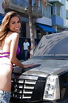 Juvenile solo beauty Melissa Moore exposing compact amateur pointer sisters in public